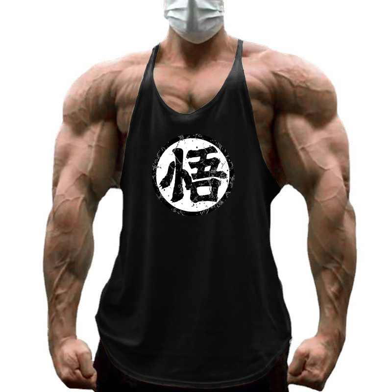 Tank Top Muscle - ジムフィットネスボディービルサスペンダー Tシャツメンズファッションプリントスポーツノースリーブベスト夏の綿通気性 Y バックタンクトップ