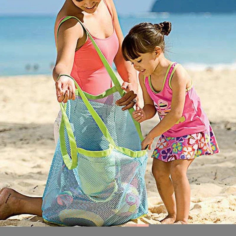 Beach Towel Large - 子供用砂遊び用ポータブルメッシュバッグ、キッズバスおもちゃ収納バッグ、水泳用大型ビーチバッグ（タオル用）、女性用化粧品バッグ