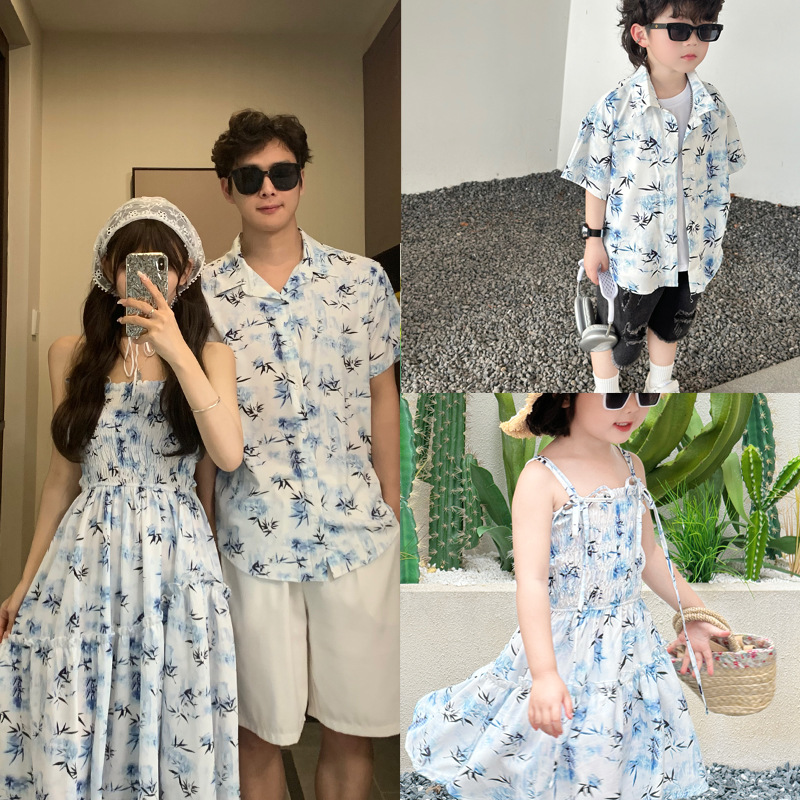 Resort Shirt Floral - 家族,母,娘,ビーチドレス,お父さん,息子,息子,子供,夏のためのマッチング服