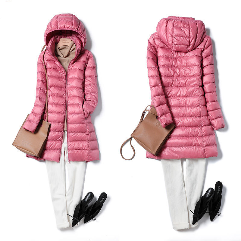 Packable Hat Nylon - 女性超軽量パッカブルロングフグジャケット 2023 新秋冬暖かい帽子取り外し可能なフード付き女性コートパーカー 5XL 7XL