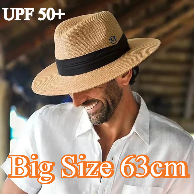 Bucket Hat Straw - ビッグサイズXL 63cm トラベル パナマ ジャズ ストローハット