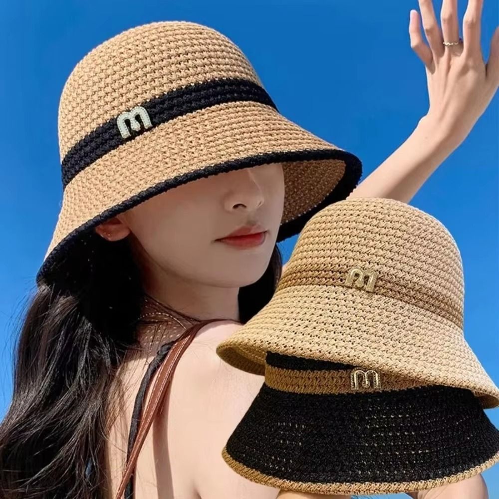 Bucket Hat Straw - ファッションエレガントな弓漁師帽子 UV 保護折りたたみ女性太陽の帽子つば広サンシェード日焼け止めバケツキャップ夏