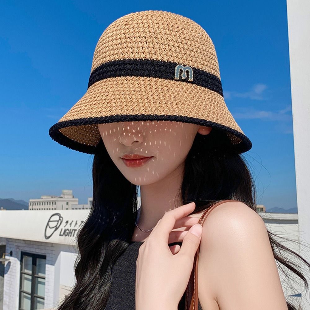 Bucket Hat Straw - エレガントな弓漁師帽子折りたたみつば広女性太陽の帽子サンシェード UV 保護日焼け止めバケツキャップ登山