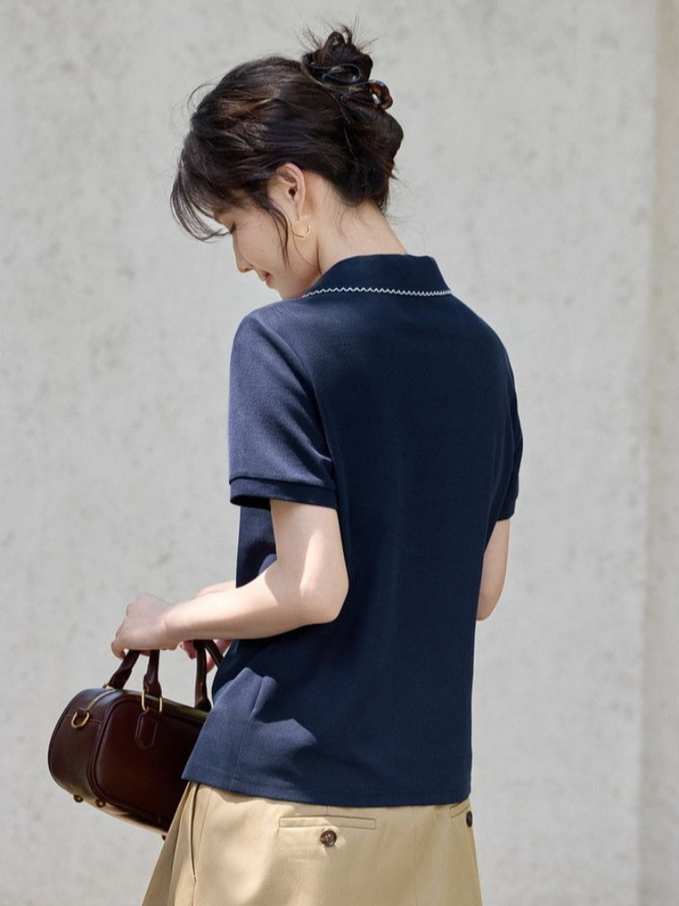 レディース スリムフィット 美体型効果のあるTシャツ 夏の新 - Polo Shirt Pique のレビューと価格