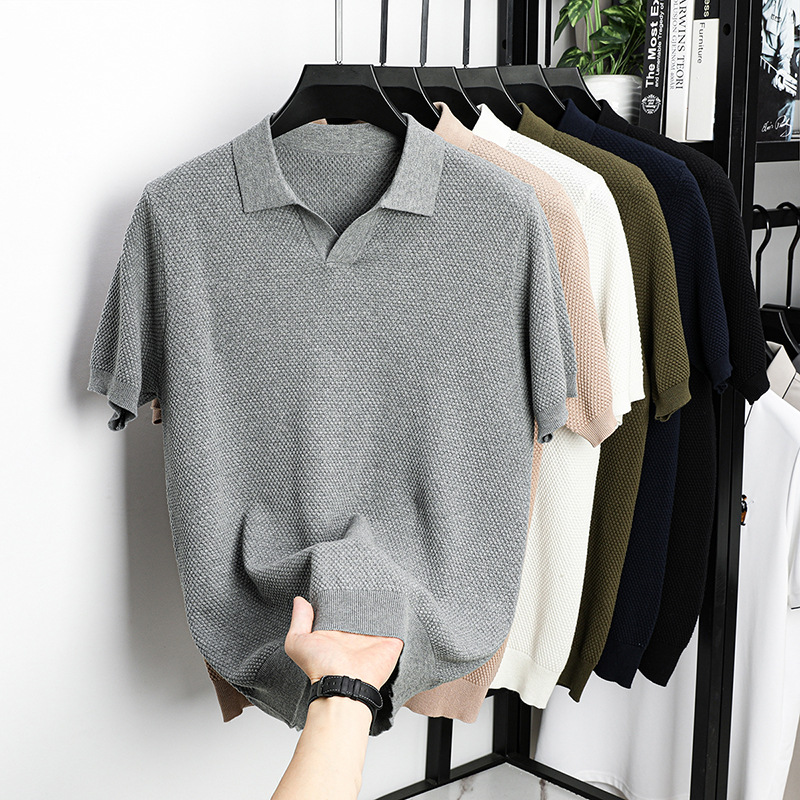 綿100% 半袖ポロシャツ メンズ 襟付きニットTシャツ 高 - Polo Shirt Pique のレビューと価格