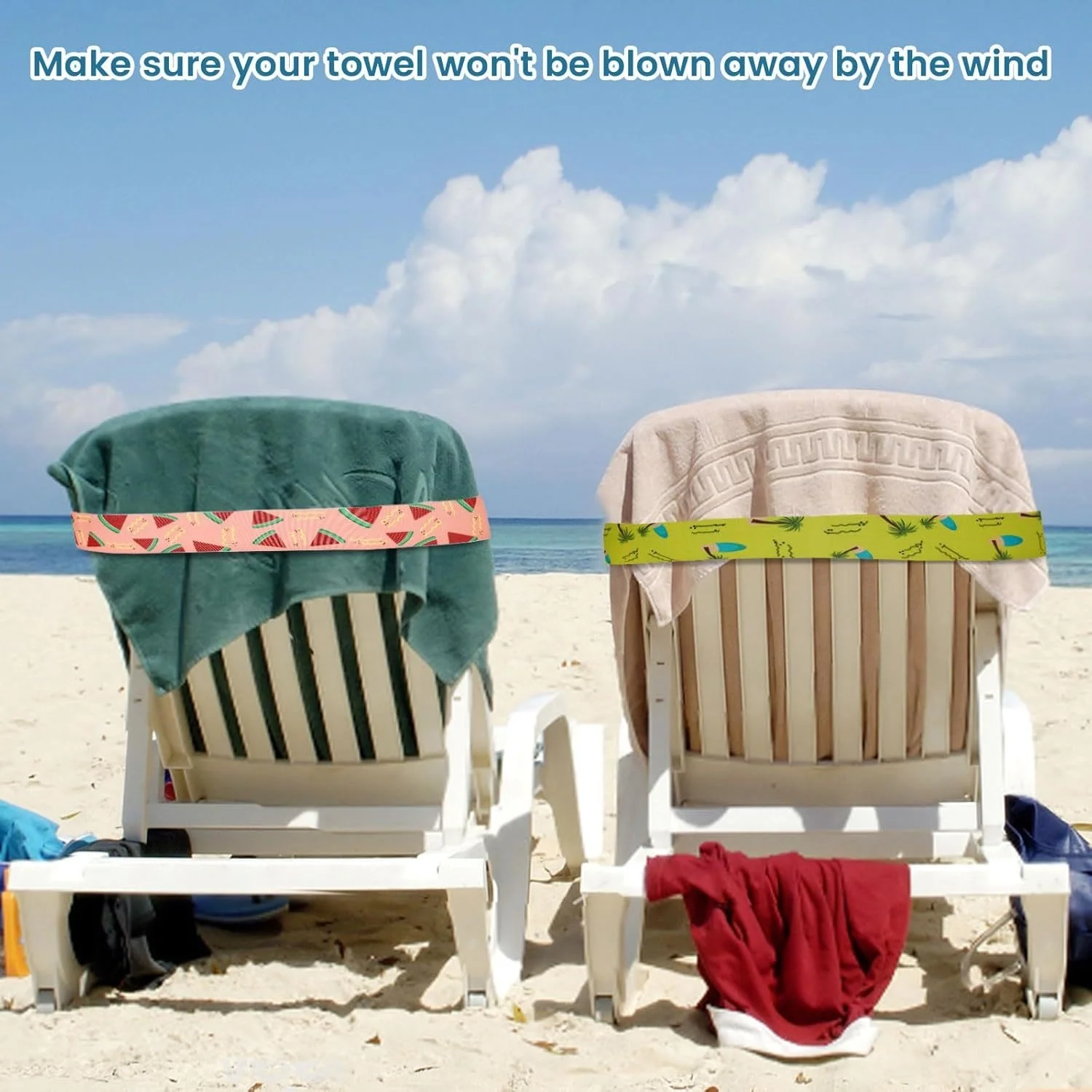 ビーチチェア、クルーズチェア用大型タオルバンド5個、伸縮性の - Beach Towel Large のレビューと価格