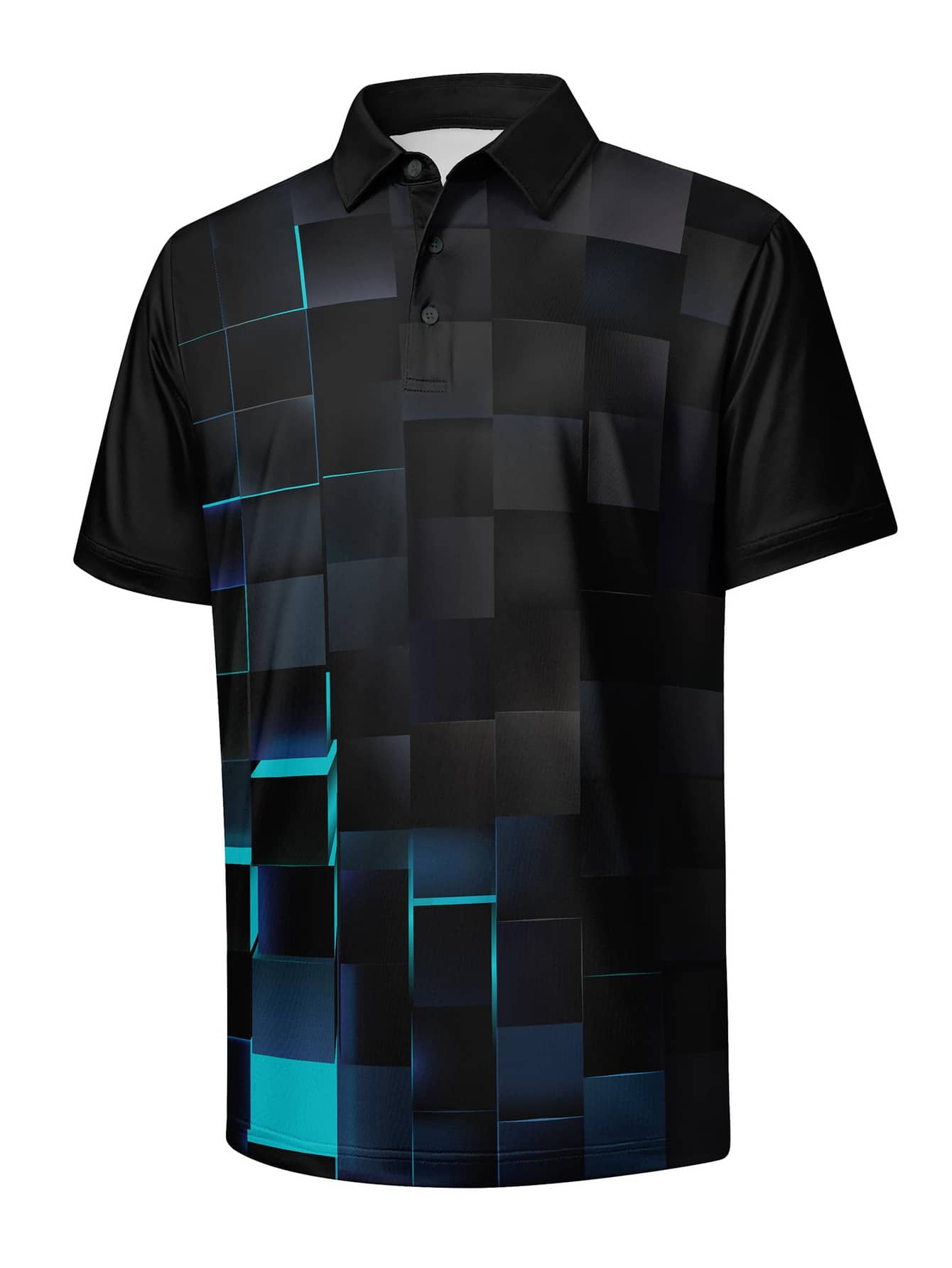 アクティブメンズ クラシック シアンブルー スクエア柄 ピケ - Polo Shirt Pique のレビューと価格