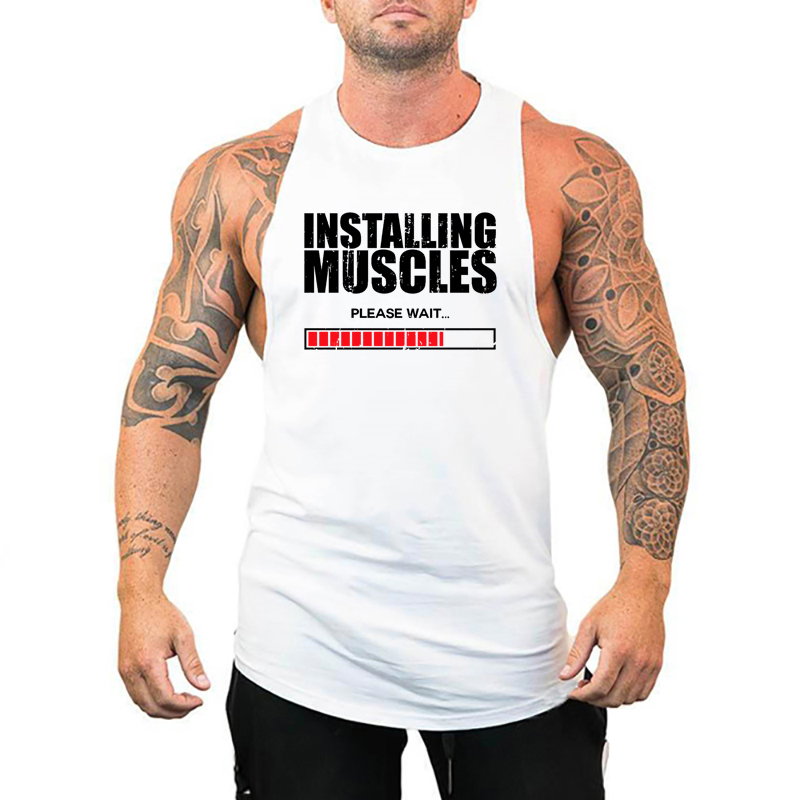 筋肉のインストールお待ちくださいプリントベストジムフィットネ - Tank Top Muscle のレビューと価格